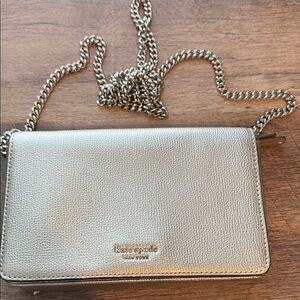 EUC kate spade Metallic Gold Crossbody Wallet/Clutch with Chain Strap